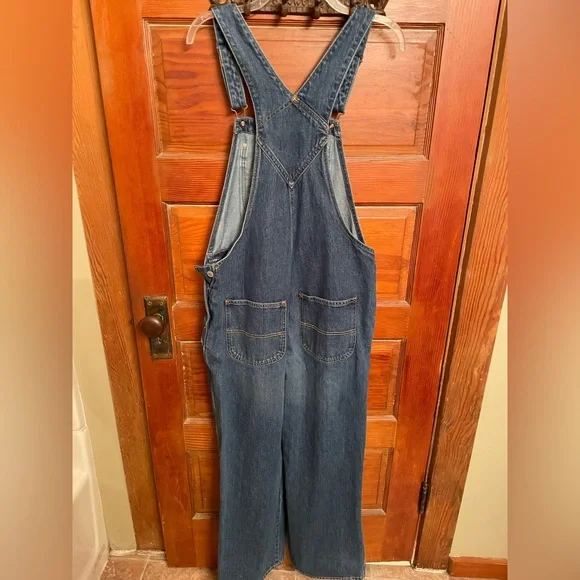 Old Navy Blue Jean Overalls Denim Distressed - Picture 3 of 6